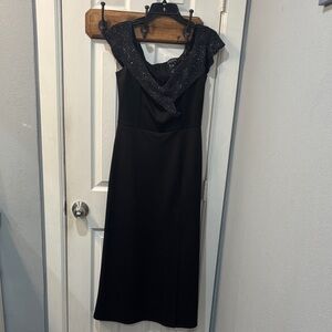 Enfocus Studio Black Glitter Midi Dress